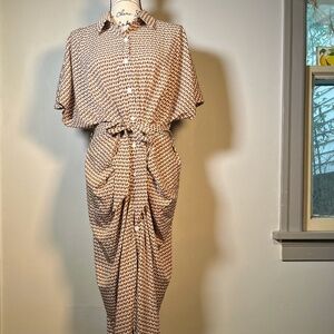 New Retro Collared Front Button Midi Dress by Cupshe